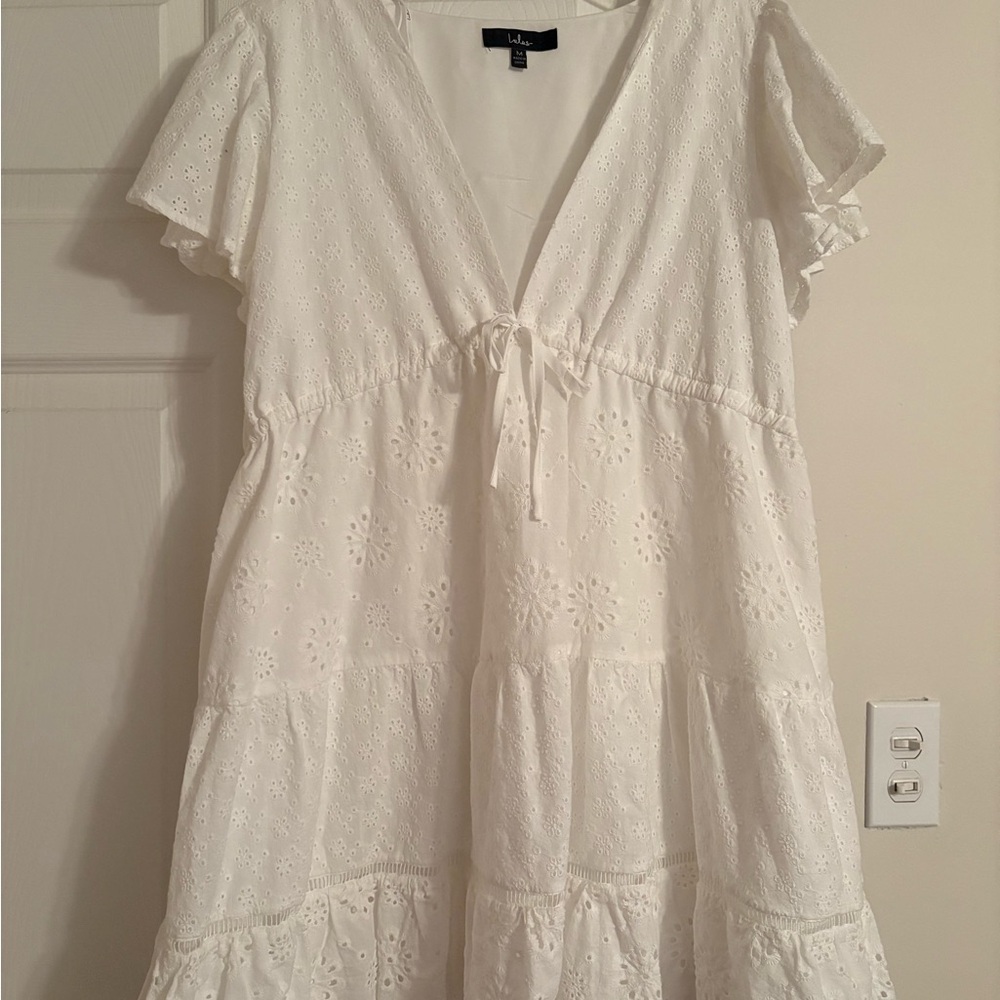 Lulu's White Eyelet Mini Dress